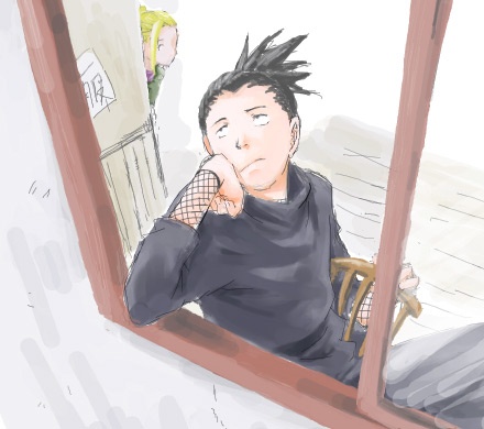 Шикамару скучает у окна