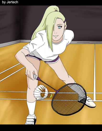 Ино играет в бадминтон