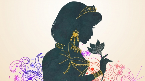 Красивые обои с силуэтом принцессы Жасмин, держащей в руках цветок