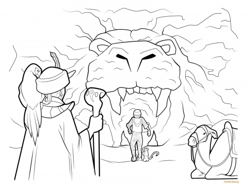 Раскраска Аладдин и пещера Чудес в кино