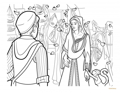 Раскраска для девочек по фильму Аладдин 2019