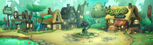 Амфибия Дисней картинка с деревушкой Wartwood