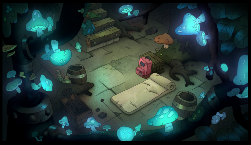 Амфибия Дисней красивый фон со светящимися грибами