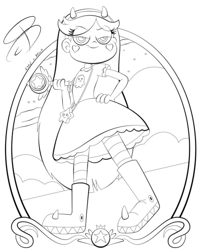 Красивая раскраска Стар Баттерфляй