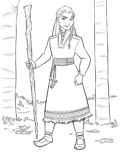 Раскраска Холодное Сердце 2 новый персонаж  вождь Нортулдры Елена