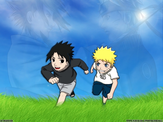 Обои Наруто и Саске дети