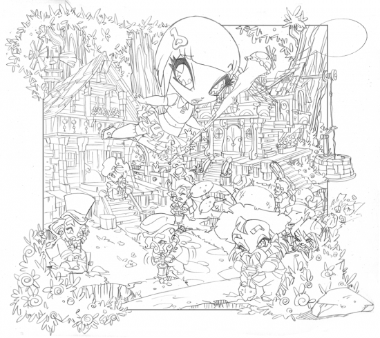 Не раскрашенная страничка комикса ПопПикси