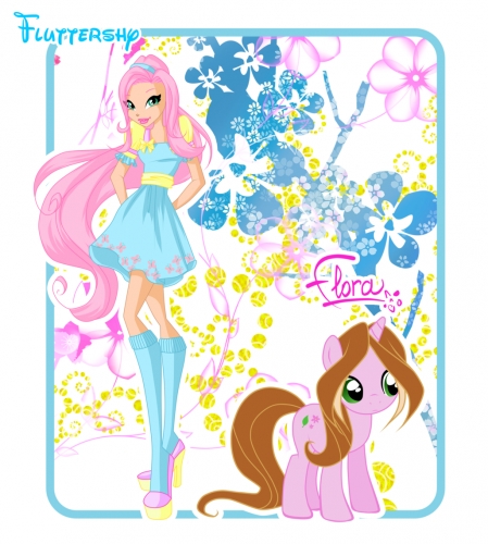 Флаттершай Винкс и Флора пони