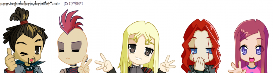 Рыцари Черного Круга и Рокси в стиле Lucky Star от Magiabelieviex