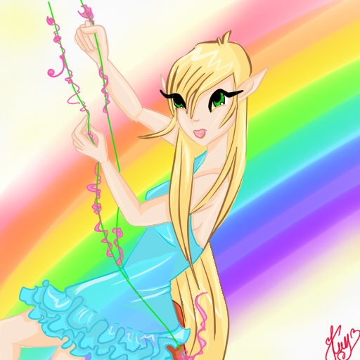 Розабелла на качелях.