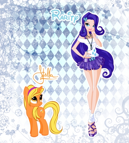 Рарити в образе Винкс и Стелла в образе пони