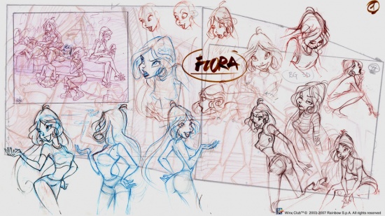 Наброски рисунков Флоры, от официального художника комиксов