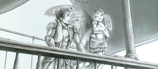 Блум и Оритель на корабле концепт зарисовка