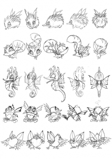 Наброски питомцев Пикси автора Ampere