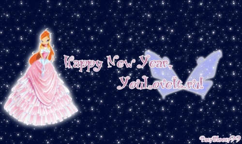 Новогодняя открытка с Блум