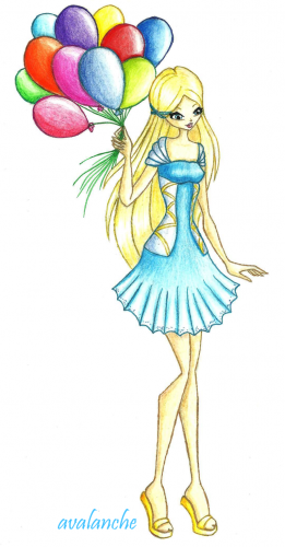Blonde with balloons