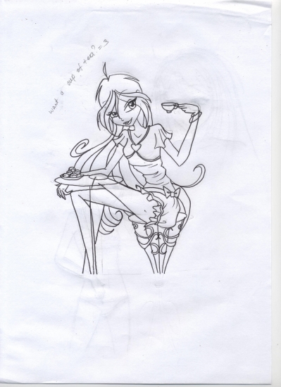 Рисунок Блум с чашечкой чая?) автор Fantazyme