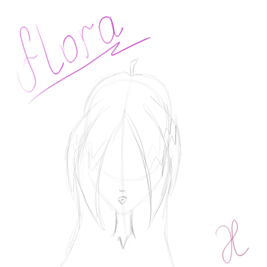 Флора фан-арт в графике без глаз