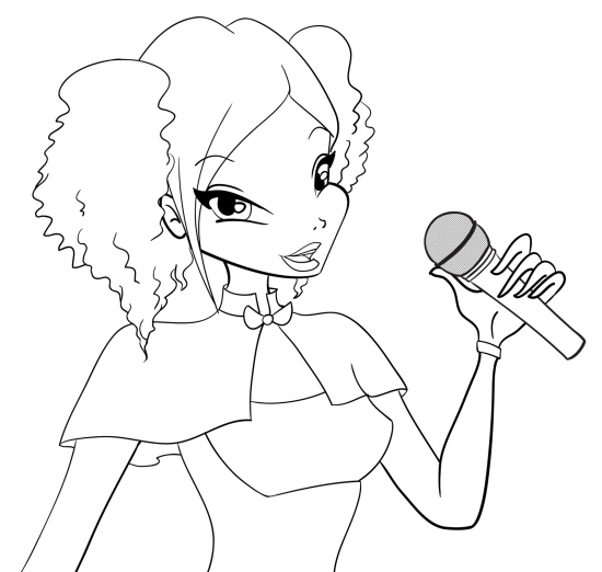 Рокси с микрофоном. Раскраска