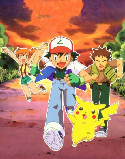 Эш, Брок, Мисти и Пикачу