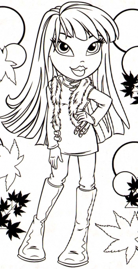 Раскраска Братц в осеннем наряде