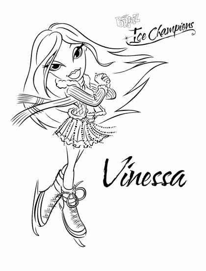 Раскраска Братц Винесса на льду