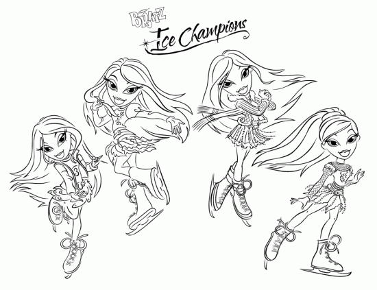 Раскраски Братц  на льду