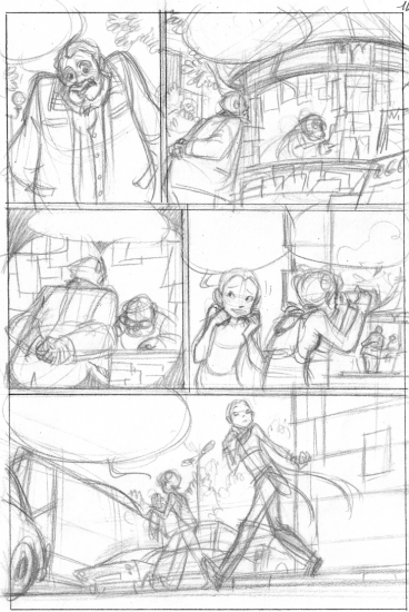 Набросок страницы комикса Чародеек