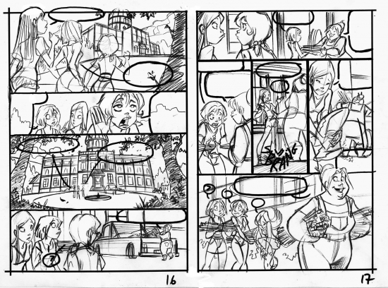 Набросок страницы комикса Чародеек WITCH