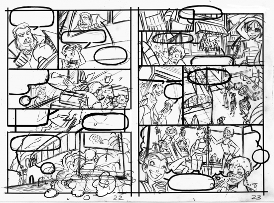 Набросок страницы комикса Чародеек WITCH