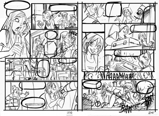 Набросок страницы комикса Чародеек WITCH