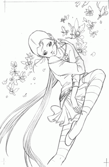 Набросок к комиксу Чародеек WITCH, Хай Лин танцует