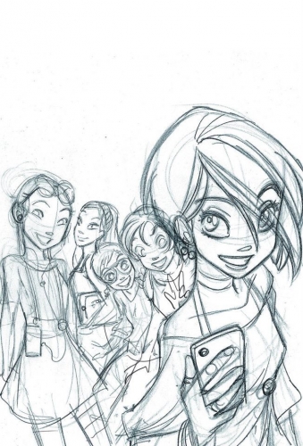 Набросок команды художников для обложки Журнала Чародеек