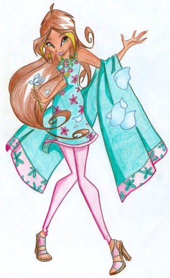 Флора в красивом наряде, рисунок