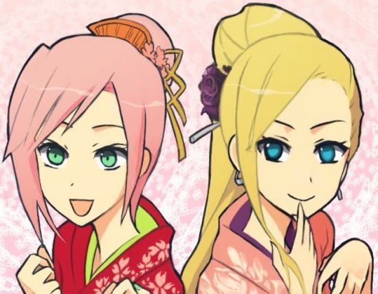 Ино и Сакура в кимоно