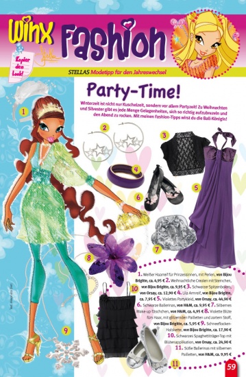 Лейла в красивом наряде, страничка из немецкой версии журнала винкс