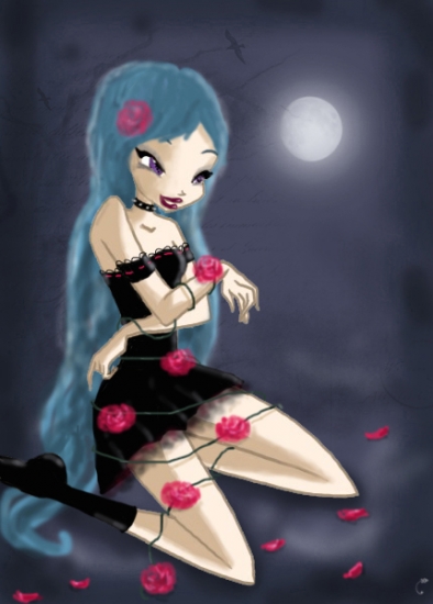 Девушка с синими волосами