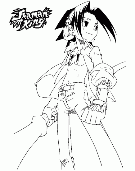 Раскраска шаман кинг  Йо Асакура