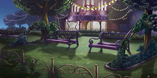 Романтичный фон со скамейками