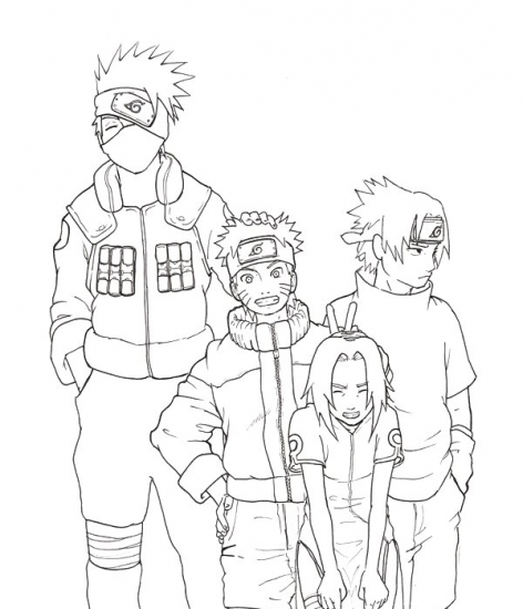 Раскраска Наруто: команда 7
