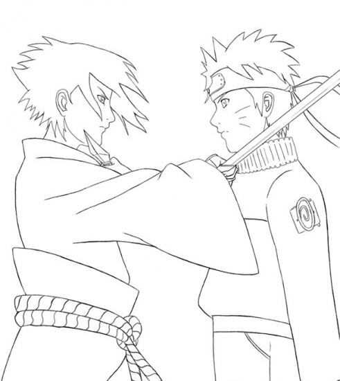 Раскраска Наруто: Саске против Наруто