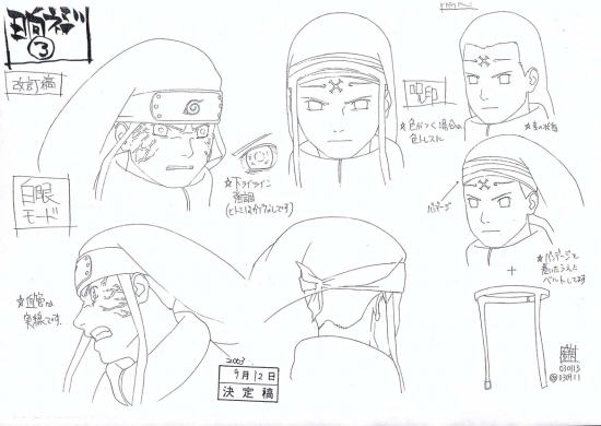 Голова Неджи Хьюга с разных ракурсов