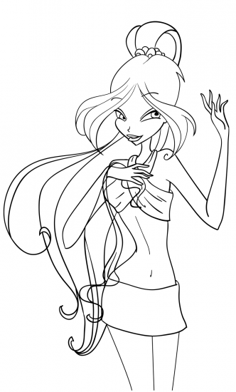 Флора в купальнике. Раскраска