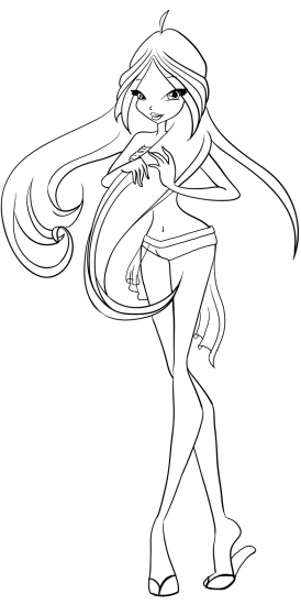 Флора в купальнике. Раскраска