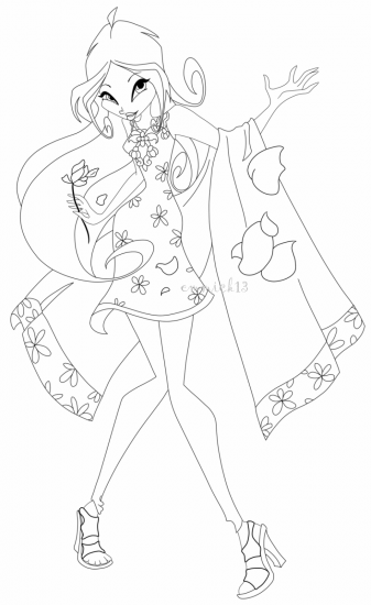 Флора в пакистанском костюме, раскраска