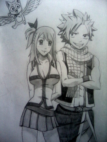 Люси, Нацу и Хэппи