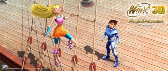 Стелла и Брендон на корабле, кадр из фильма Winx 3D. Волшебное приключение