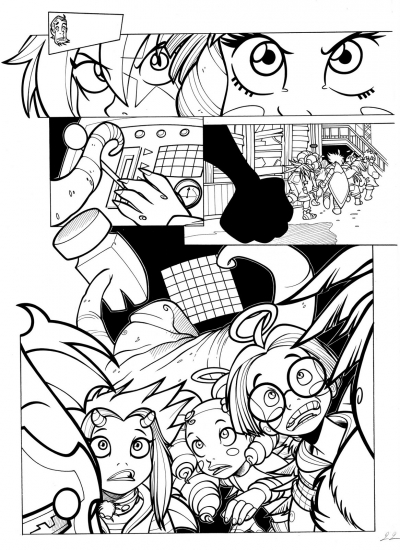 Набросок комикса Друзья Ангелов для раскраски