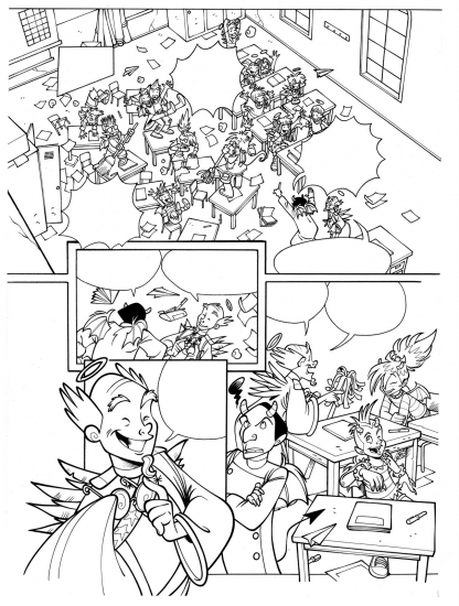 Набросок комикса Друзья Ангелов для раскраски