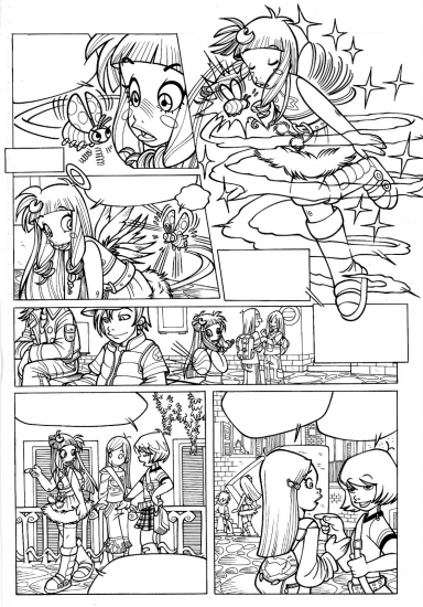 Набросок комикса Друзья Ангелов для раскраски